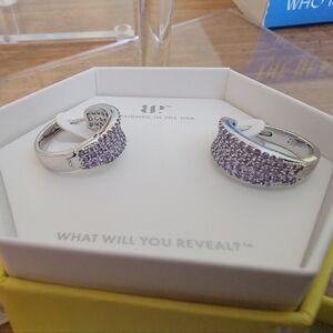 Bomb Party, A Moment In Time hoop earrings (ER25795) purple topaz cubic zirconia